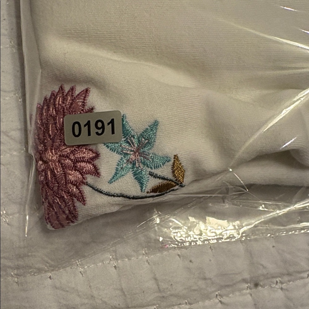 Laura Ashley Long Sleeve V Neck Top, Pink And Blue Embroidery, Medium - Picture 9 of 9